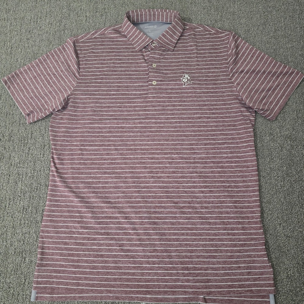 Johnnie-O Mens‎ Golf Performance Maroon Stripe Polo Size Large Casual Preppy